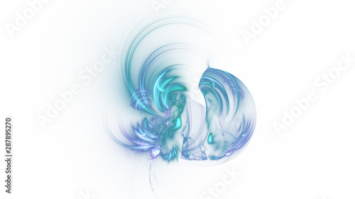 Abstract transparent blue crystal shapes. Fantasy light background. Digital fractal art. 3d rendering. © Klavdiya Krinichnaya