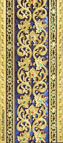 Pattern gold paint in the temple background of thailand