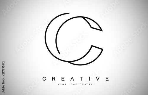 C Letter Logo Monogram Vector Design. Creative C Letter Icon with Black Lines