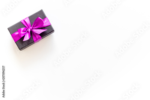 box with present for holiday on white background top view mockup