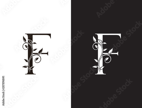 Luxury F Letter Logo, vintage floral logo icon perfect for fashion, restaurant, cafe, hotel and many company.