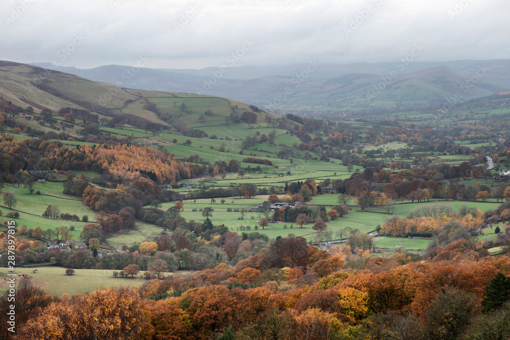 Stunning Autumn Fall landscape scene from Surprise View in Peak District in England