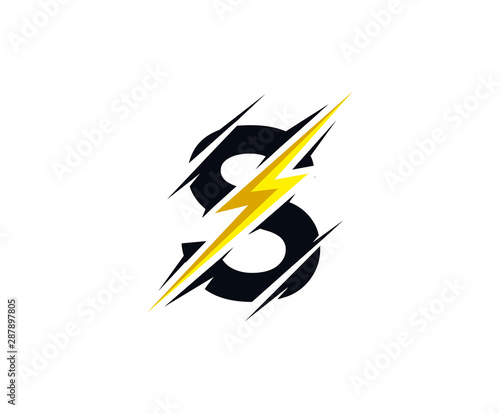 Thunder S Letter icon, flash S electrical logo icon