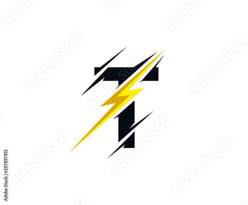 Thunder T Letter icon, flash T electrical logo icon
