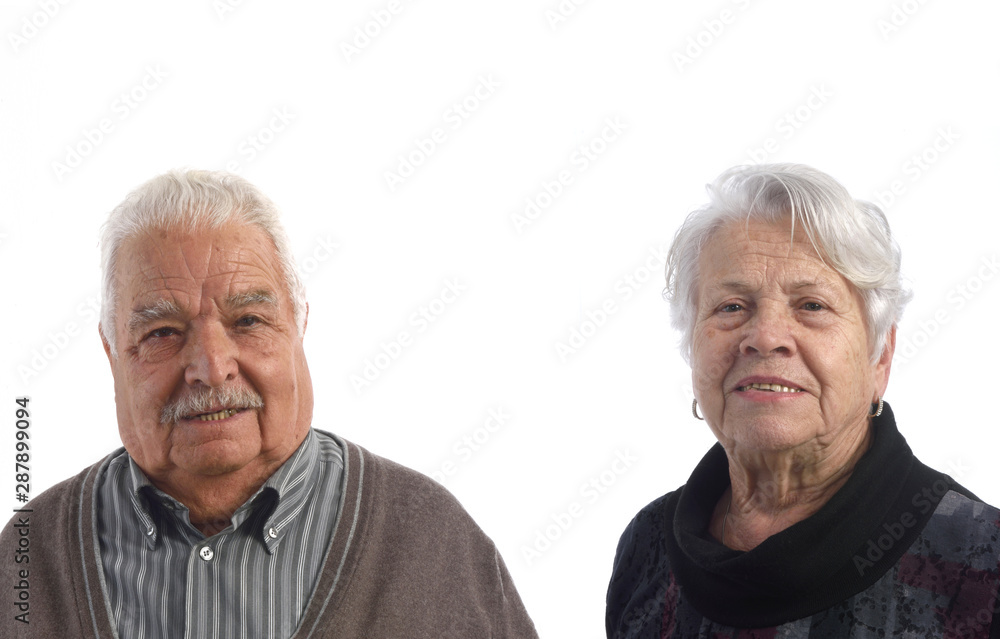 portrait of a senior couple on white background portrait of a senior couple on white background