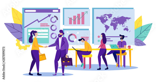Business Partners in Office. Vector Illustration.