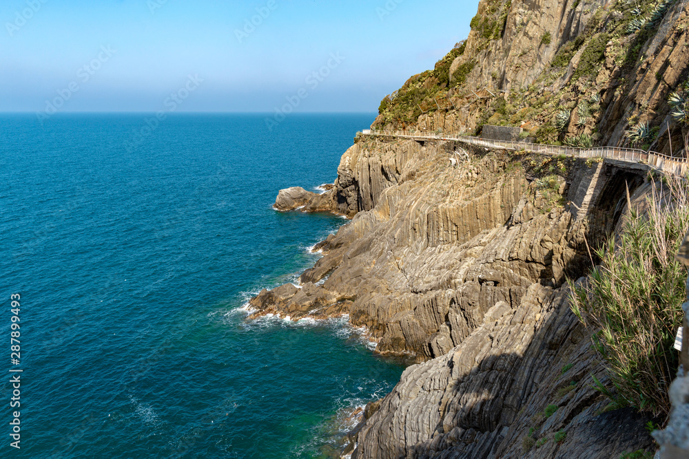 Romantic hiking trail in Cinque Terre Italy