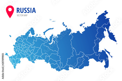 Russia administrative map with borders of regions