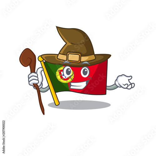 Witch flag portugal with the mascot shape