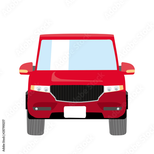デフォルメされた可愛い車のイラスト 赤 コミカル クロスオーバーsuv 四輪駆動車 正面 Stock Vector Adobe Stock