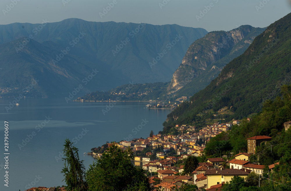 City view on the shores of Lake Como Italy