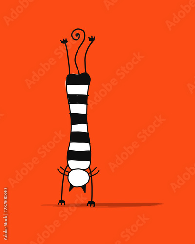 Cute cat silhouette, sketch for your design