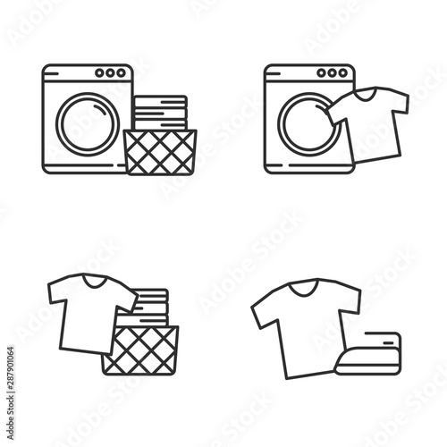 Set of laundry icon line. Laundry vector illustration with simple line design. Washing machine  vector.