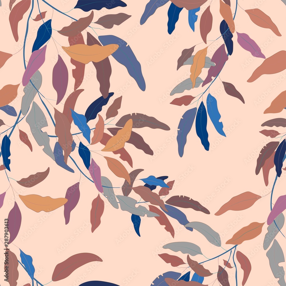 Floral seamless vector pattern. Eucalyptus branch