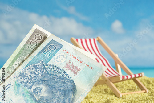 Geldschein Polnische Zloty, Strand und Urlaub