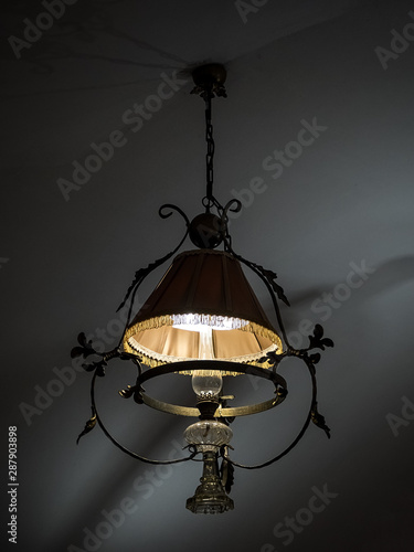 vintage kerosene lamp - chandelier with large lampshade © Shauerman