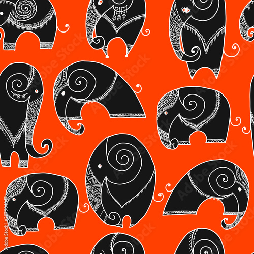Ornate elephant, seamless pattern for your design