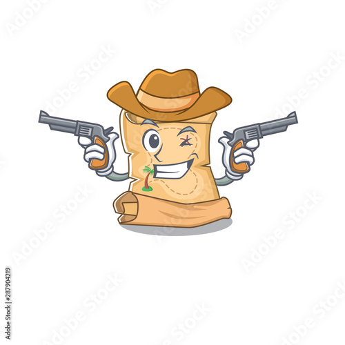 Cowboy treasure map in the character shape