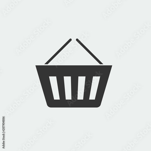 shopping basket vector icon sign illustration grey background