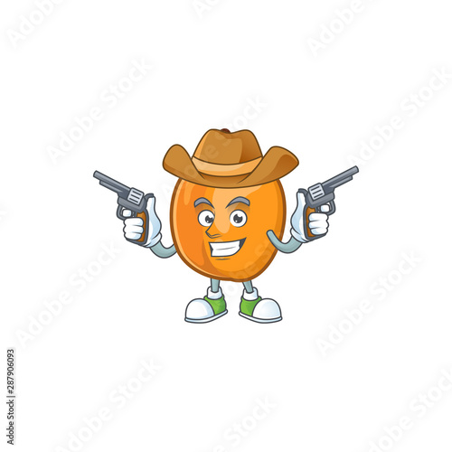 Cowboy apricot cartoon character for nutritious maskot