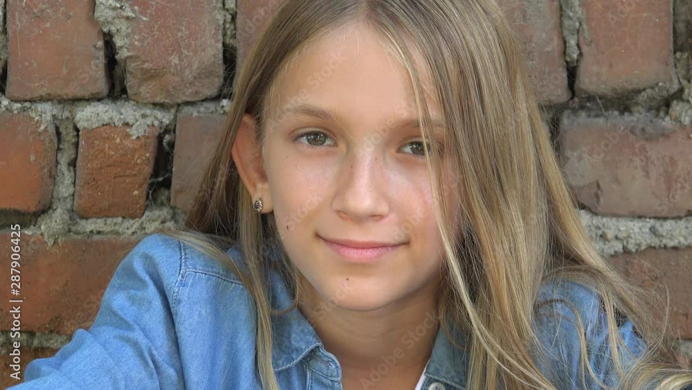 Child Portrait, Kid Smiling at Camera, Thoughtful Happy Girl Face, Teenager Child Portrait, Kid Smiling at Camera, Thoughtful Happy Girl Face, Teenager