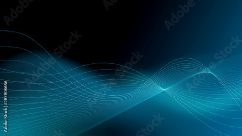 Dot particles in wave form on black background