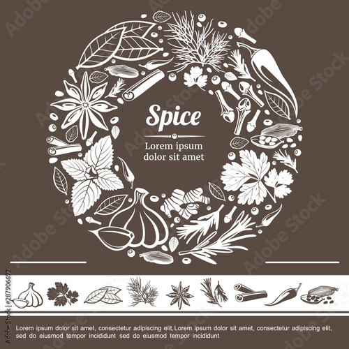 Sketch Spices Round Monochrome Concept