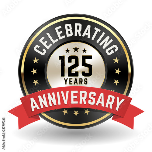 Celebrating 125 Years - Gold Anniversary Badge With Red Ribbon