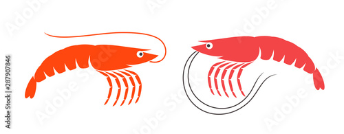 Shrimp logo. Isolated shrimp on white background. Prawns