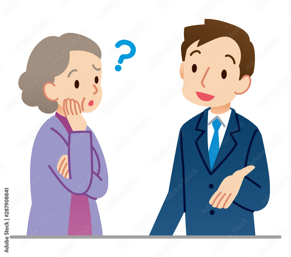 説明を受ける高齢者 説明を受ける高齢者