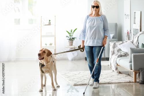 Blind mature woman with gui...