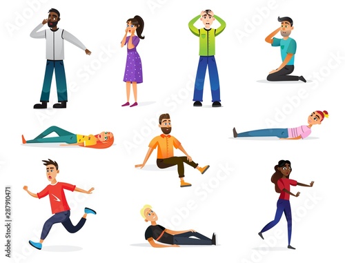 Natural Disaster Victims Characters, Emergency.