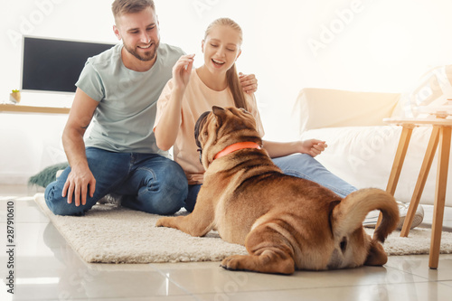 Happy couple training cute ...