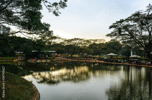 Lake at sunset in Uhuru Park, a recreational facility in Nairobi City, Kenya, Africa