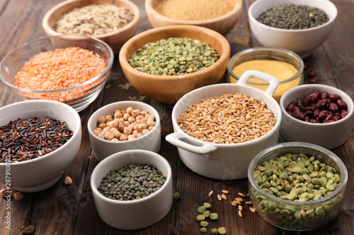 selection of raw grain and legume