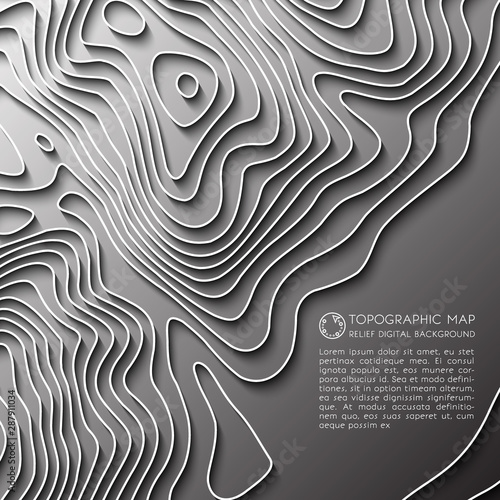 Black and yellow wave. Abstract paper cut. Abstract colorful waves. Wavy banners. Color geometric form. Wave paper cut. Map line of topography. Map mockup infographics. Vector illustration