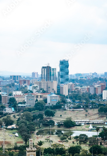 Aerial view of Uhuru Park in Nairobi, Kenya