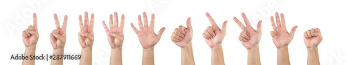 Φωτογραφία Asian male hands counting one ten isolate white background in studio light - with clipping path