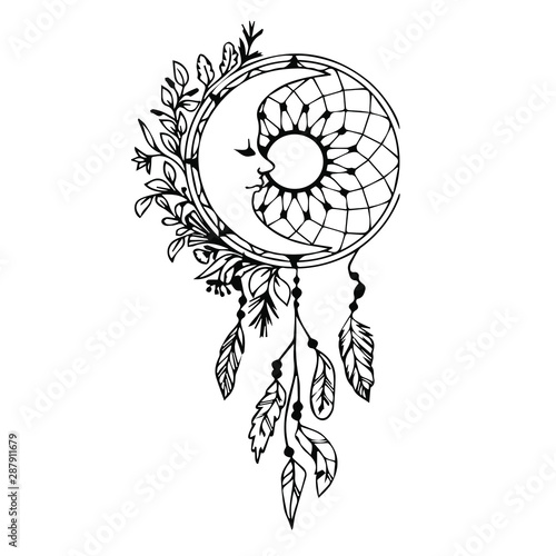 Dreamcatcher. Hand drawn. Vector. On a transparent background.