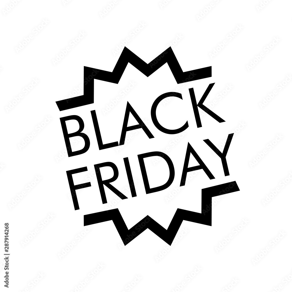Logotipo con texto BLACK FRIDAY en estrella lineal color negro Logotipo con texto BLACK FRIDAY en estrella lineal color negro