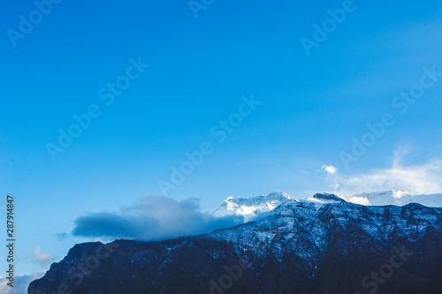Himalayan mountains and blue sky. Nepal