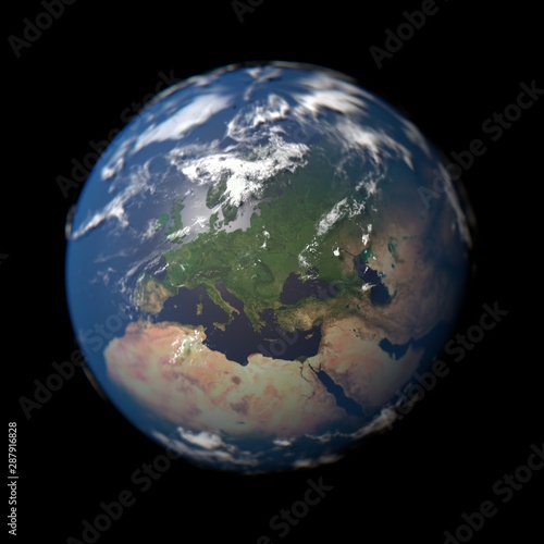 Planet Earth in macro concept with Europe in focus.