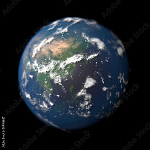 Planet Earth in macro concept with Asia in focus.