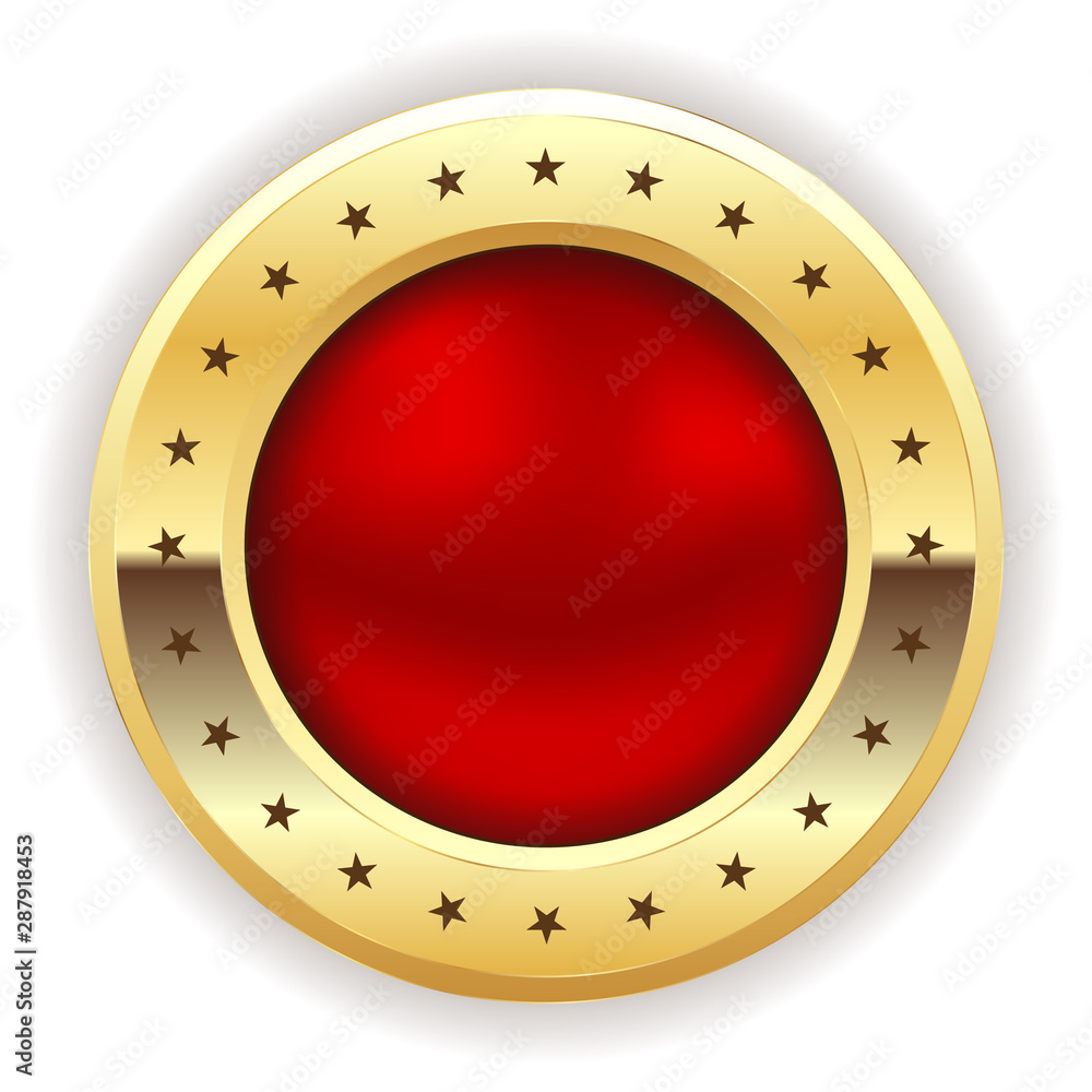 Blank red button with gold border Blank red button with gold border