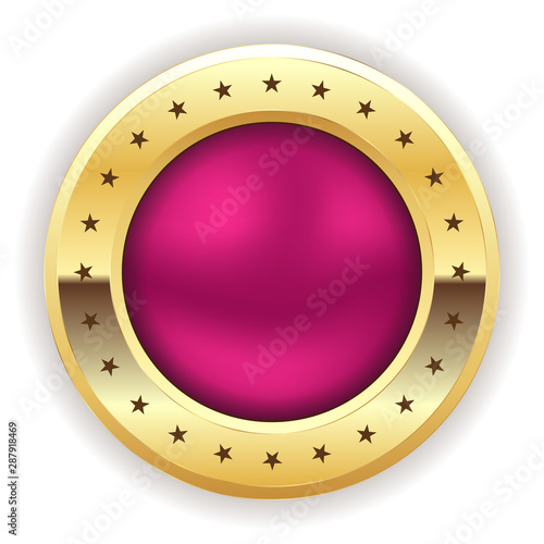 Blank purple button with gold border
