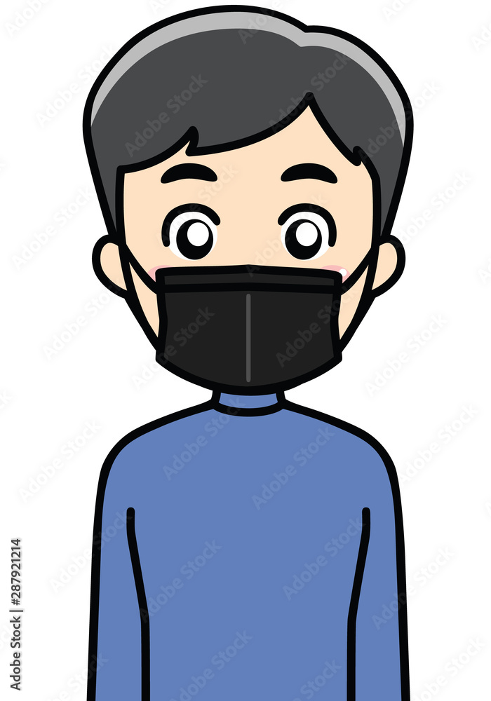 黒いマスクをする男性 黒いマスクをする男性