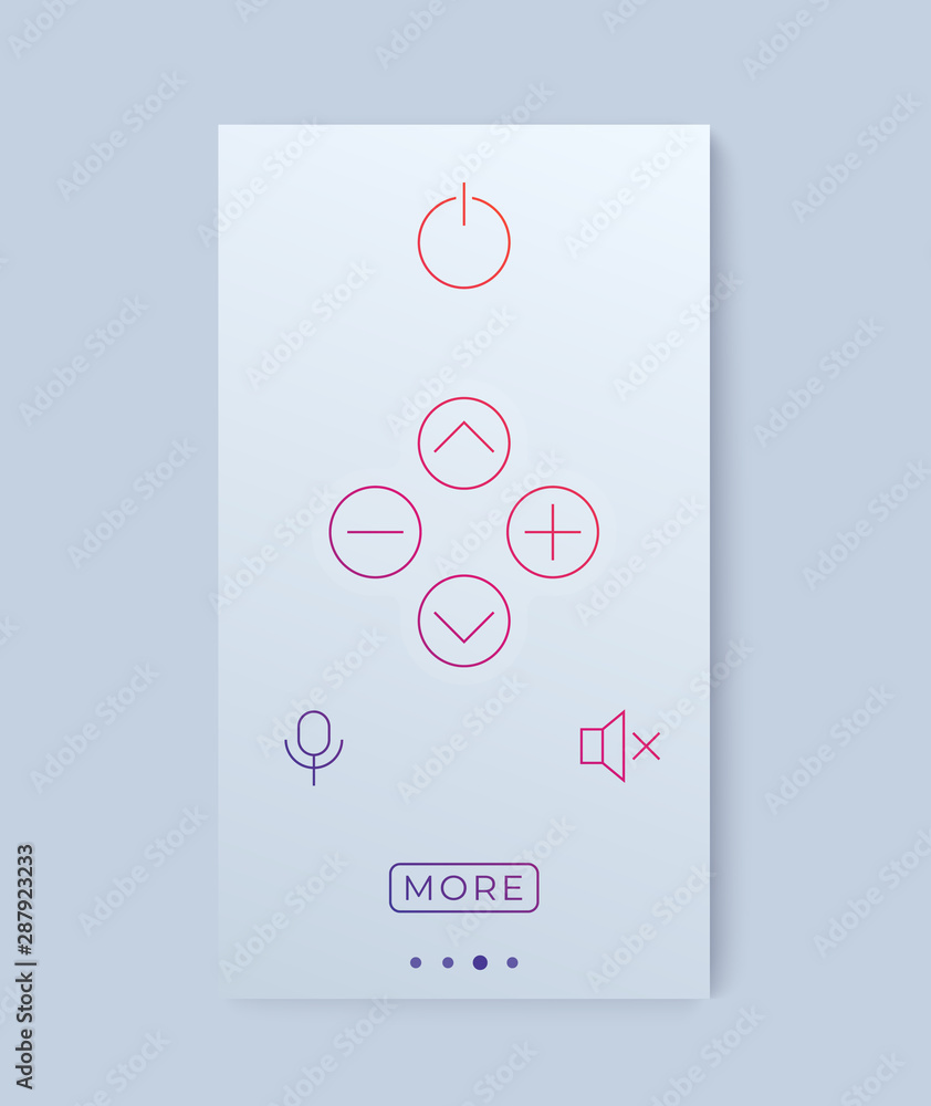 Naklejka premium remote control for tv mobile app, ui, vector interface