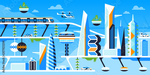 Eco friendly city flat vector illustration