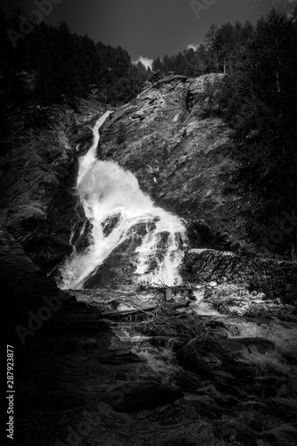 Waterfull in black and white in mountain