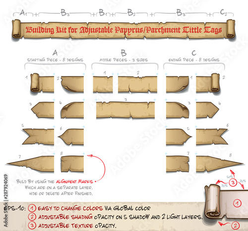 Papyrus Tittle Scroll Tags -  Building Kit